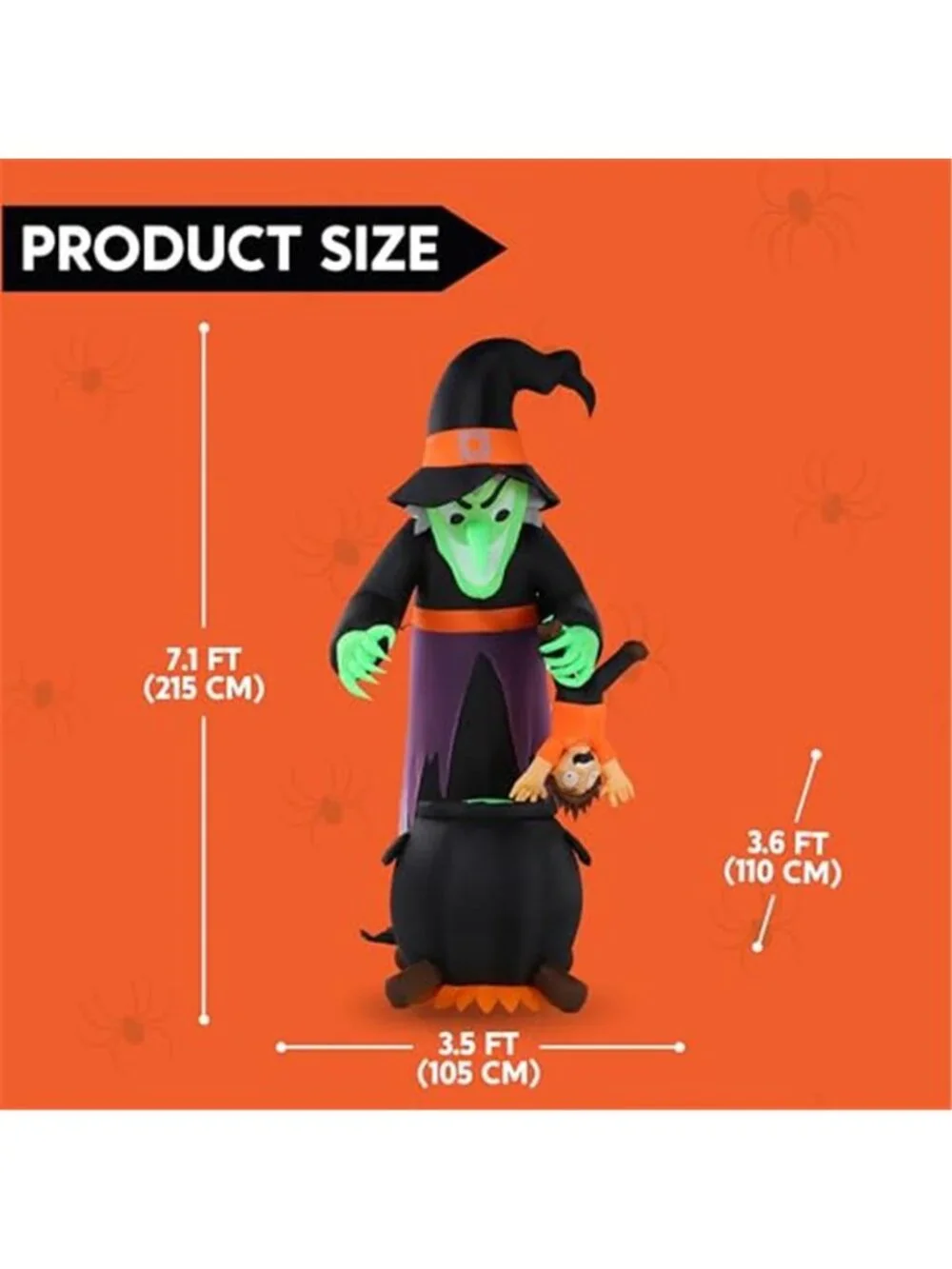 JOYIN 7FT Halloween Witch Animated Inflatable Decoration Witch Swinging Child